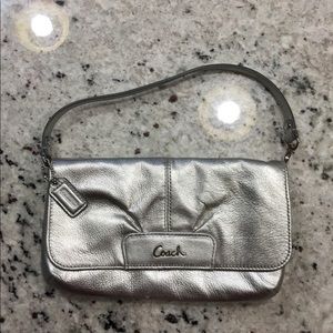 Silver Coach Wristlet